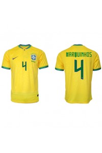 Fotbalové Dres Brazílie Marquinhos #4 Domácí Oblečení MS 2022 Krátký Rukáv